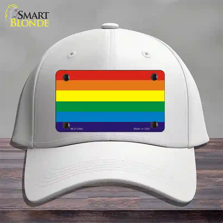 Rainbow Flag Novelty License Plate Hat Cotton / White