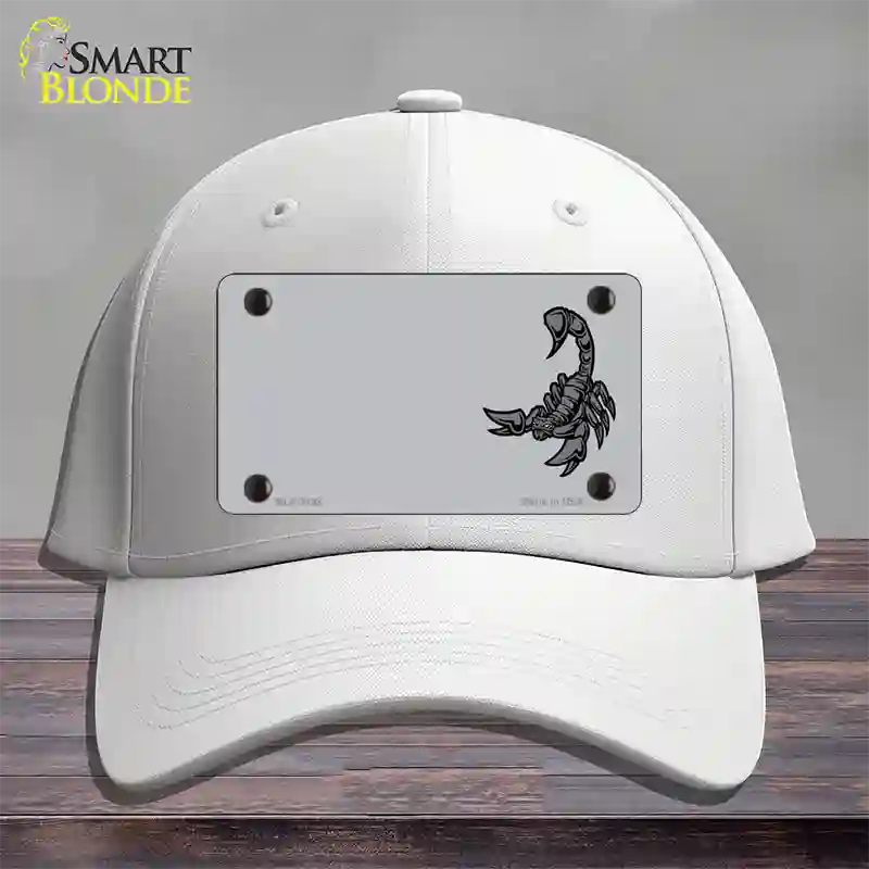 Scorpion Offset Novelty License Plate Hat Cotton / White