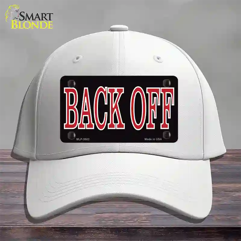 Back Off Black Novelty License Plate Hat Cotton / White