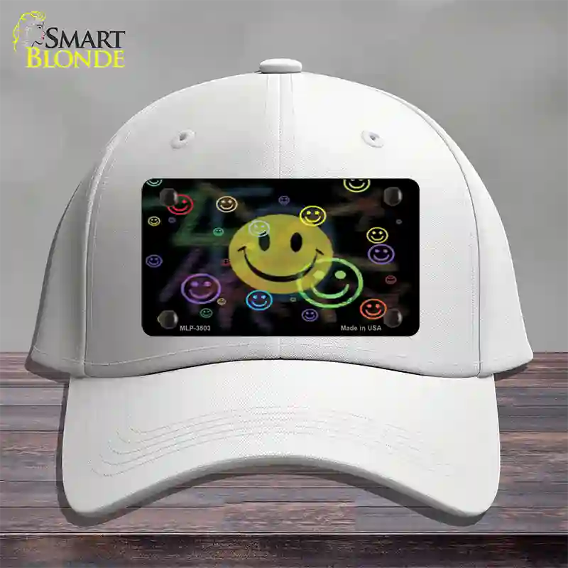 Smiley Novelty License Plate Hat Cotton / White