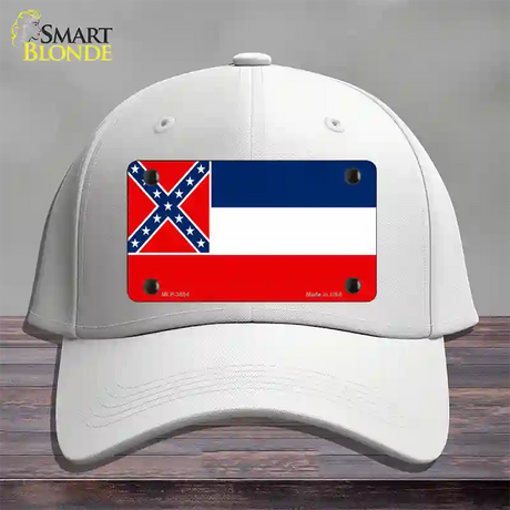 Mississippi Flag Novelty License Plate Hat Cotton / White