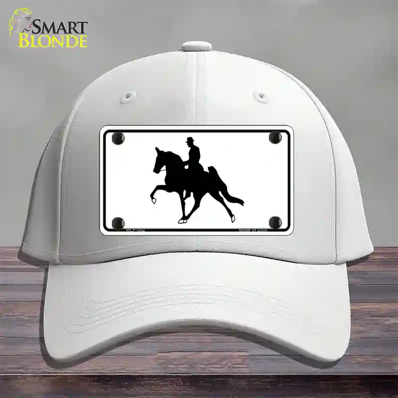 Horse With Rider Novelty License Plate Hat Cotton / White