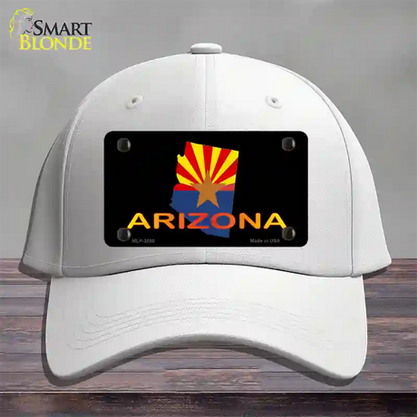 Arizona Flag Filled State Outline Novelty License Plate Hat Cotton / White