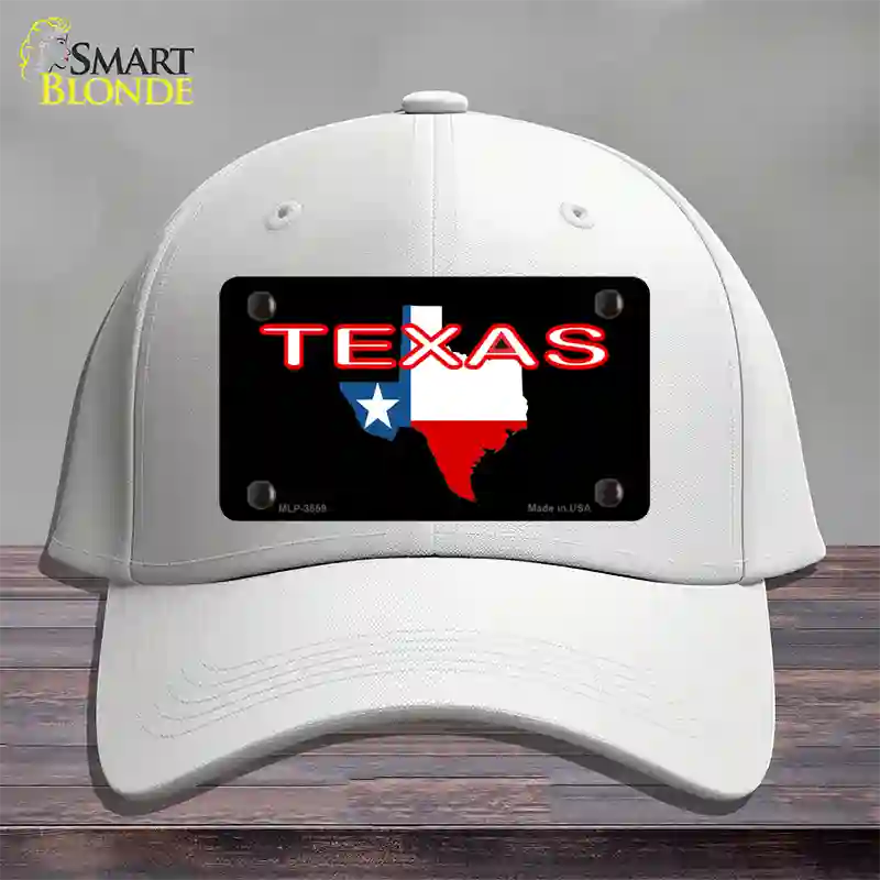 Texas Filled State Flag Novelty License Plate Hat Cotton / White