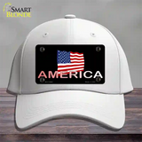 American Flag Black Novelty License Plate Hat Cotton / White