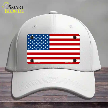 American Flag Novelty License Plate Hat Cotton / White