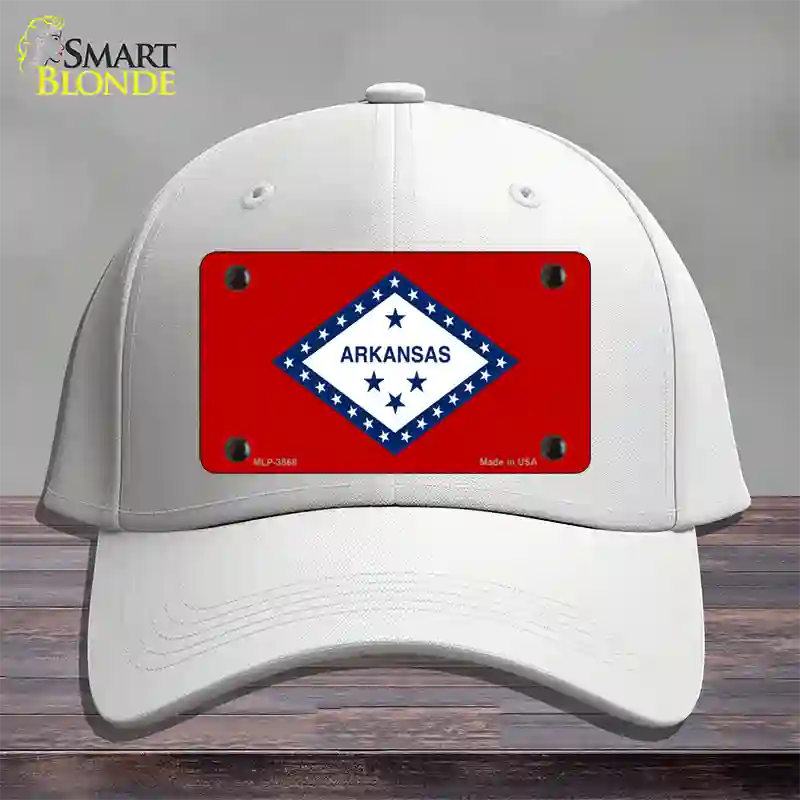 Arkansas State Flag Novelty License Plate Hat Cotton / White