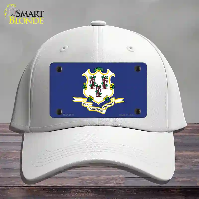 Connecticut State Flag Novelty License Plate Hat Cotton / White