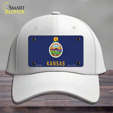 Kansas State Flag Novelty License Plate Hat Cotton / White