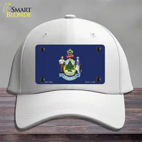 Maine State Flag Novelty License Plate Hat Cotton / White