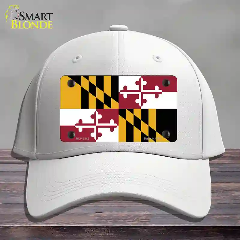 Maryland State Flag Novelty License Plate Hat Cotton / White