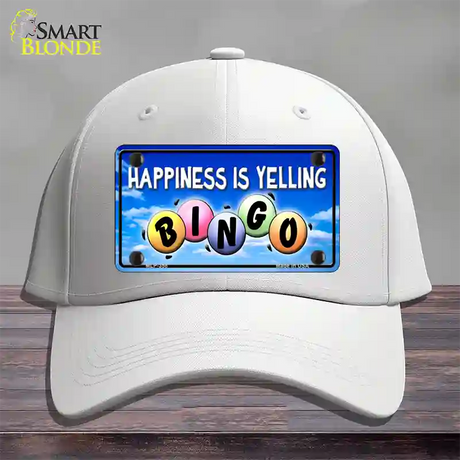 Happiness Is Yelling Bingo Novelty License Plate Hat Cotton / White