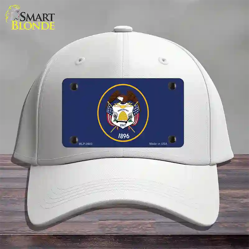 Utah State Flag Novelty License Plate Hat Cotton / White