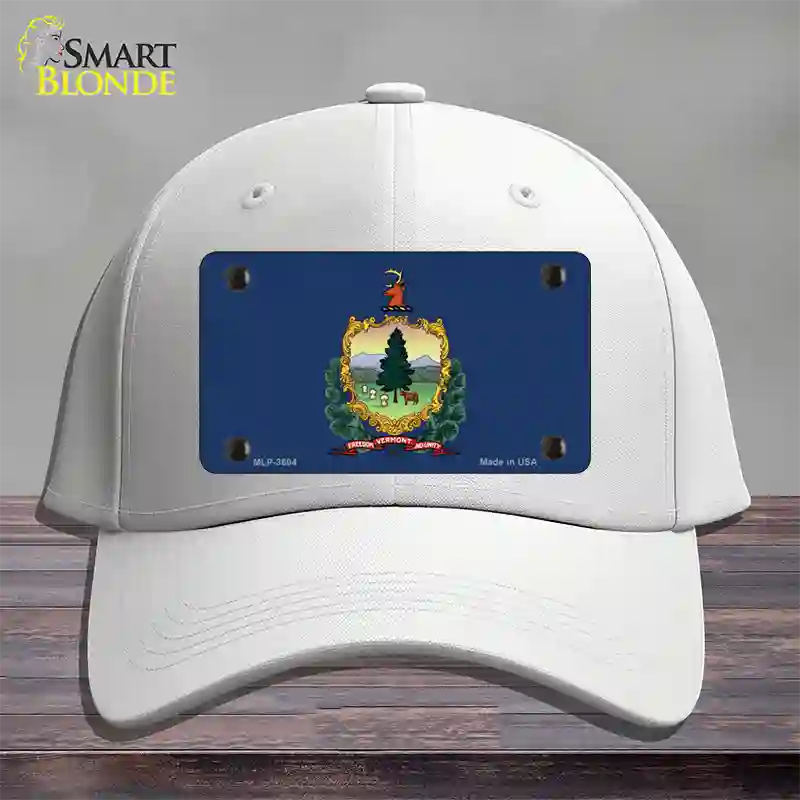 Vermont State Flag Novelty License Plate Hat Cotton / White