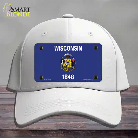 Wisconsin State Flag Novelty License Plate Hat Cotton / White