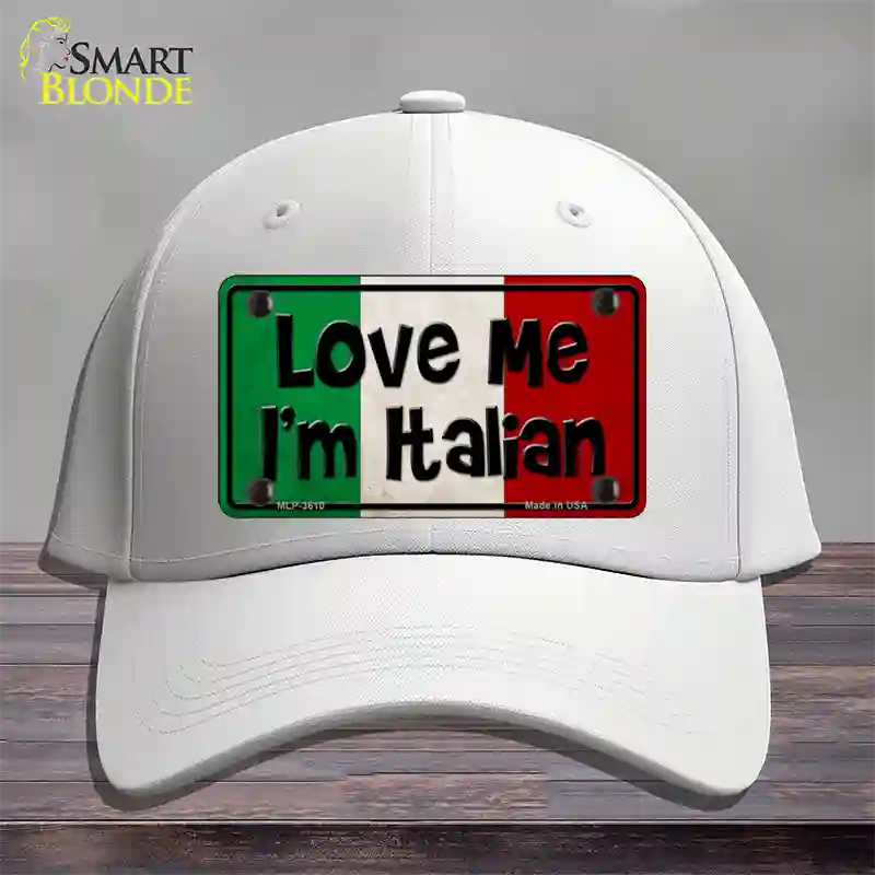 Love Me Im Italian Novelty License Plate Hat Cotton / White