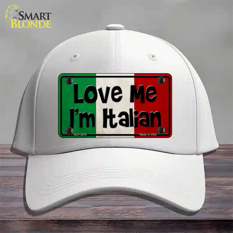 Love Me Im Italian Novelty License Plate Hat Cotton / White