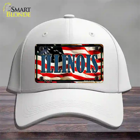 Illinois USA Novelty License Plate Hat Cotton / White