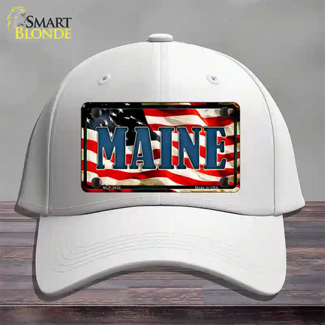 Maine USA Novelty License Plate Hat Cotton / White