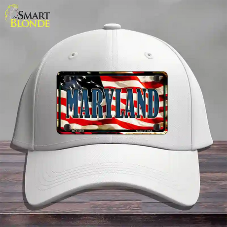 Maryland USA Novelty License Plate Hat Cotton / White