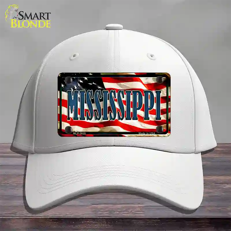 Mississippi USA Novelty License Plate Hat Cotton / White