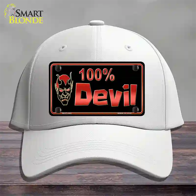 100% Devil Novelty License Plate Hat Cotton / White