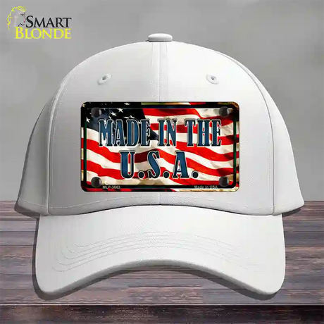 Made In The USA Flag Novelty License Plate Hat Cotton / White