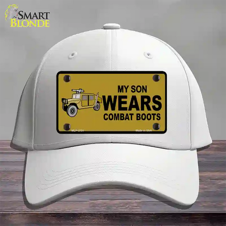 Son Wears Combat Boots Novelty License Plate Hat Cotton / White