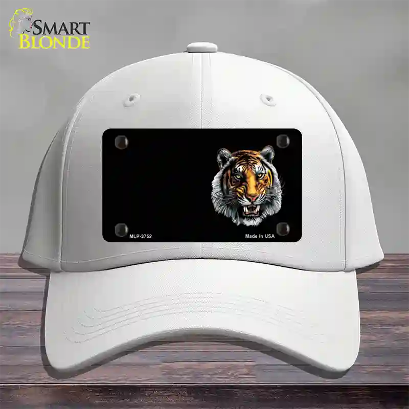 Tiger Offset Novelty License Plate Hat Cotton / White