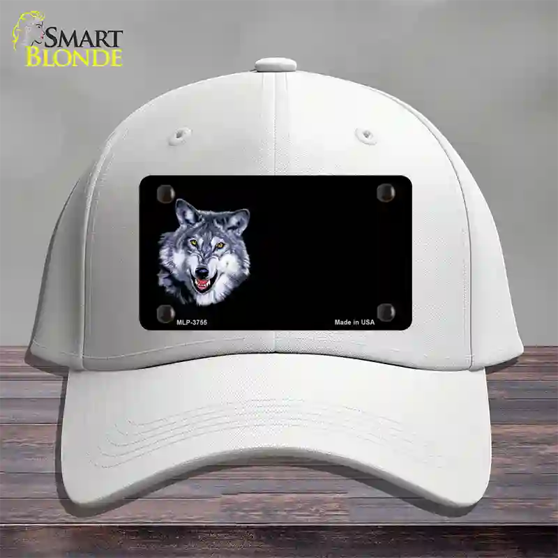 Wolf Offset Novelty License Plate Hat Cotton / White