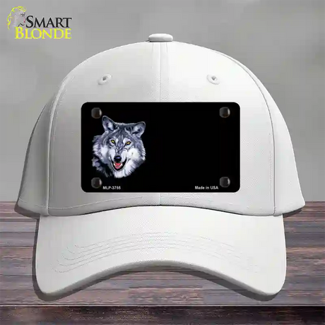 Wolf Offset Novelty License Plate Hat Cotton / White