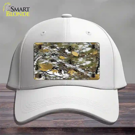 Real Leaf Camouflage Novelty License Plate Hat Cotton / White