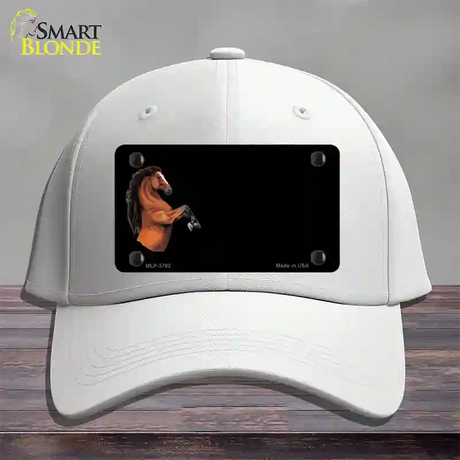 Horse Offset Novelty License Plate Hat Cotton / White