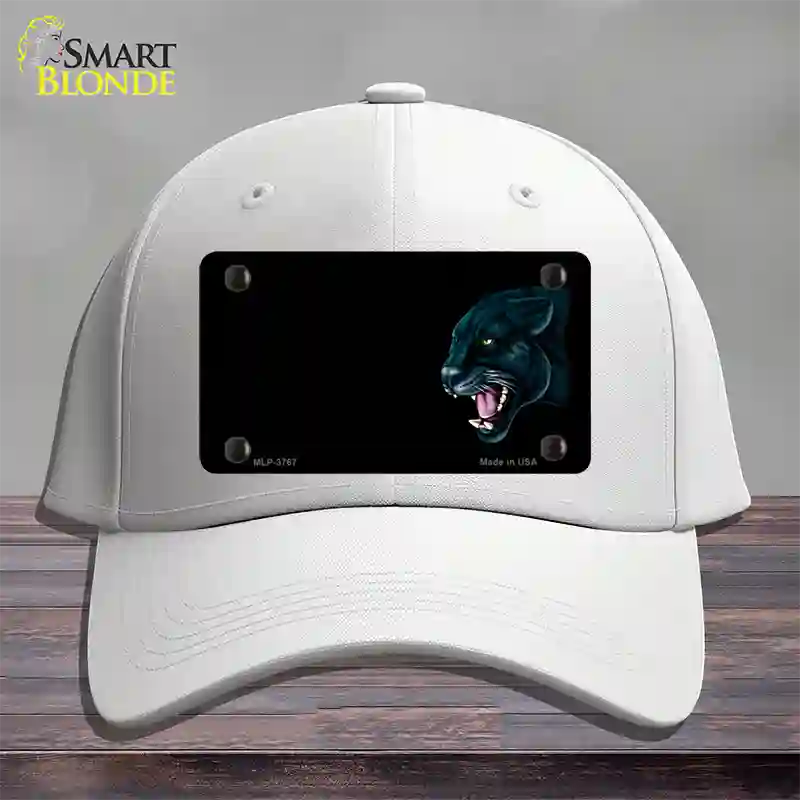 Panther Offset Profile Novelty License Plate Hat Cotton / White