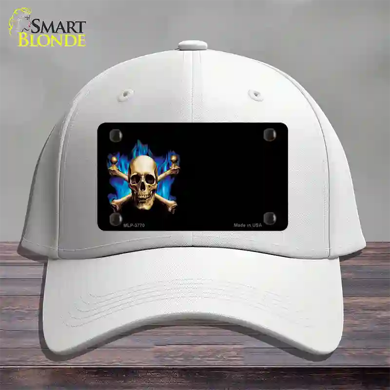 Skull Offset Novelty License Plate Hat Cotton / White