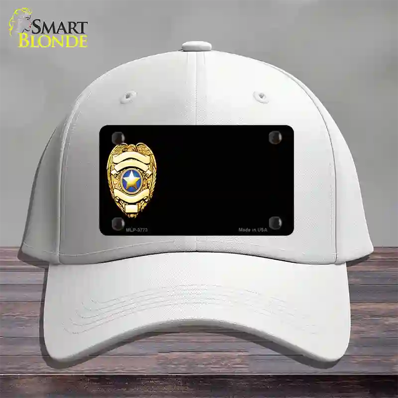 Police Badge Offset Novelty License Plate Hat Cotton / White