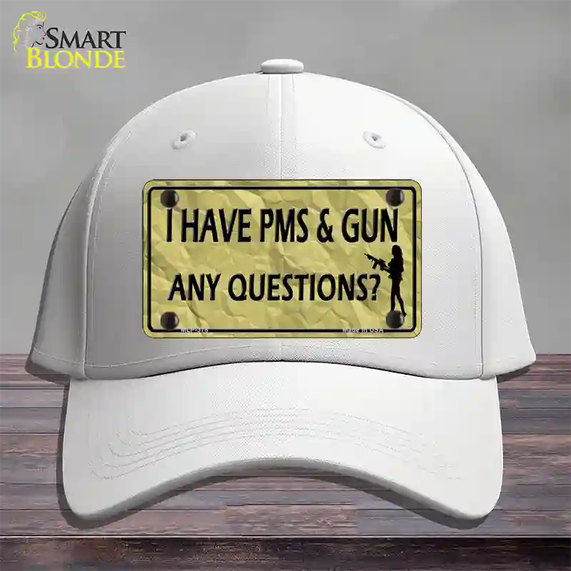 PMS And A Gun Novelty License Plate Hat Cotton / White