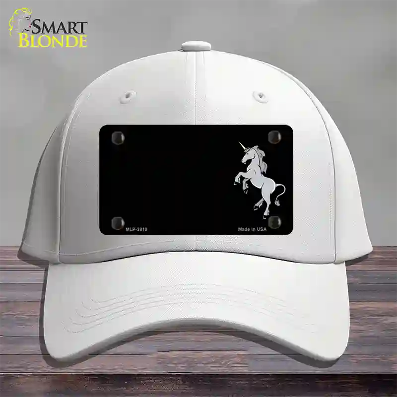 Unicorn Offset Black Novelty License Plate Hat Cotton / White