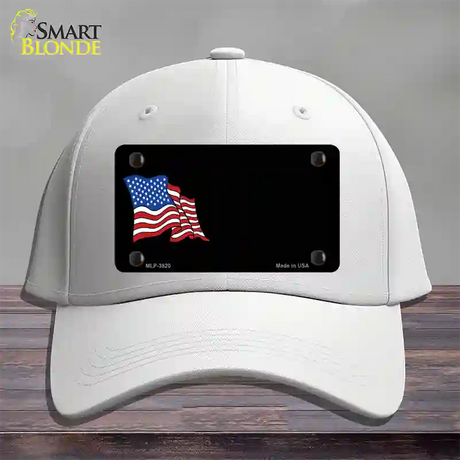 American Flag Offset Novelty License Plate Hat Cotton / White