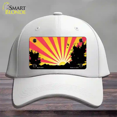 Southwest Red Sunset Novelty License Plate Hat Cotton / White