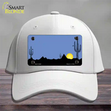 Southwest Cactus Sunrise Blue Novelty License Plate Hat Cotton / White