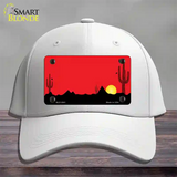 Southwest Cactus Sunrise Red Novelty License Plate Hat Cotton / White