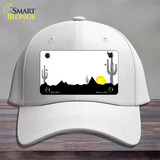 Southwest Cactus Sunrise White Novelty License Plate Hat Cotton / White