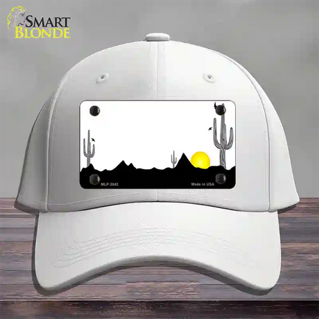 Southwest Cactus Sunrise White Novelty License Plate Hat Cotton / White