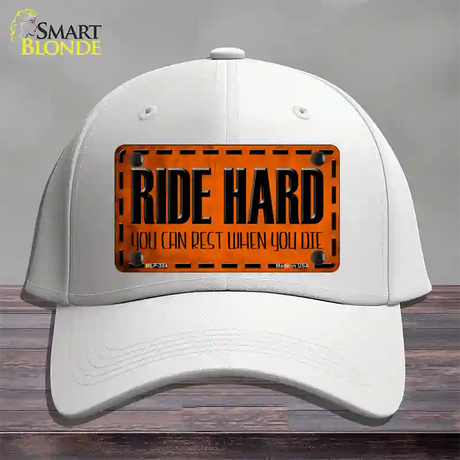 Ride Hard Novelty License Plate Hat Cotton / White