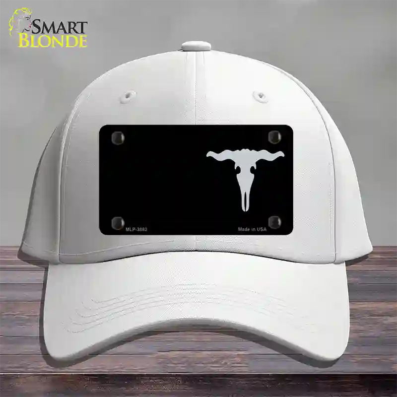 Cattle Skull Offset Novelty License Plate Hat Cotton / White