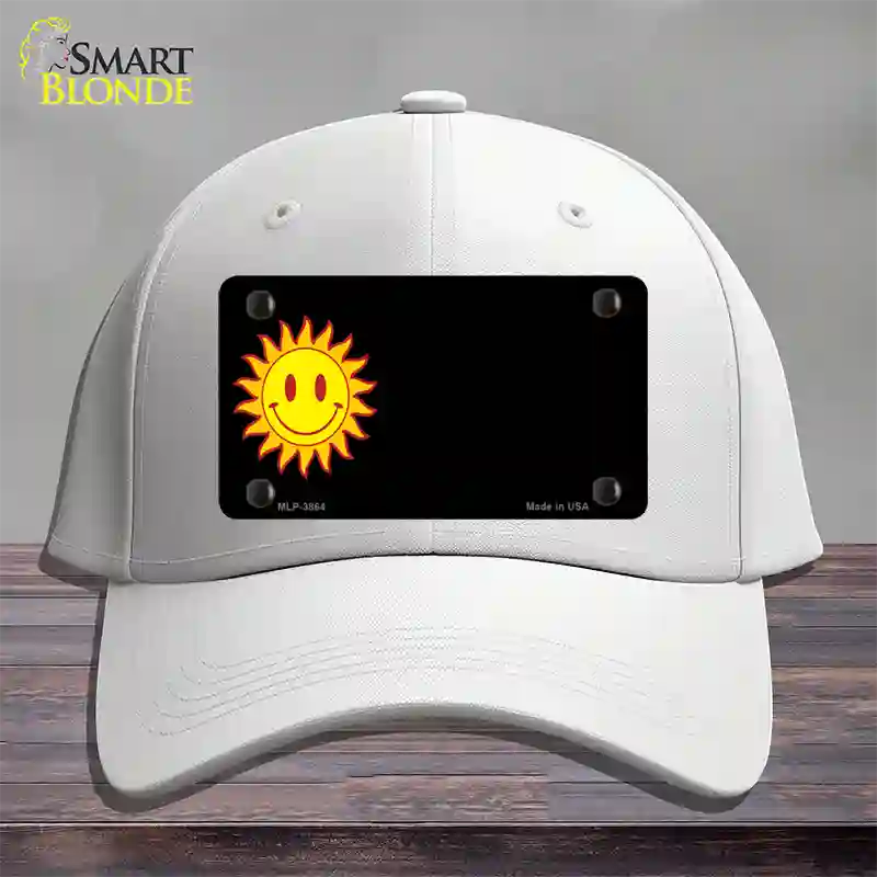 Sun Smiley Offset Novelty License Plate Hat Cotton / White