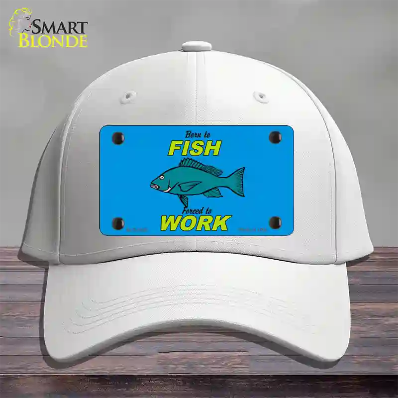 Born To Fish Novelty License Plate Hat Cotton / White