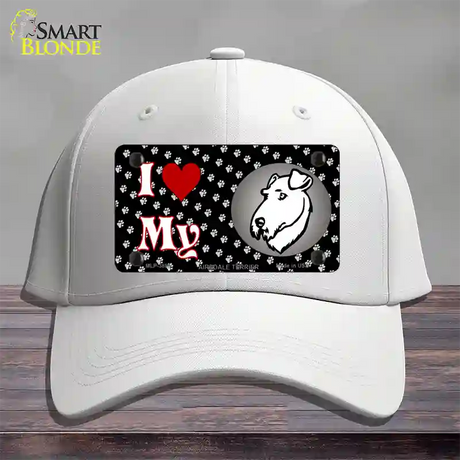 I Love My Airedale Terrier Novelty License Plate Hat Cotton / White