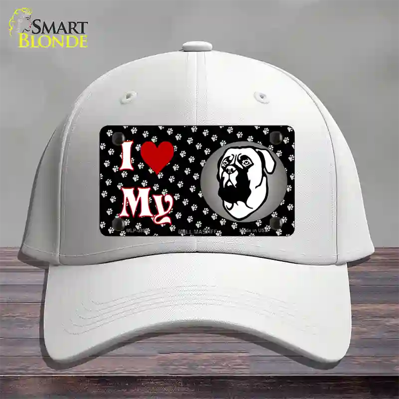 I Love My Bull Mastiff Novelty License Plate Hat Cotton / White